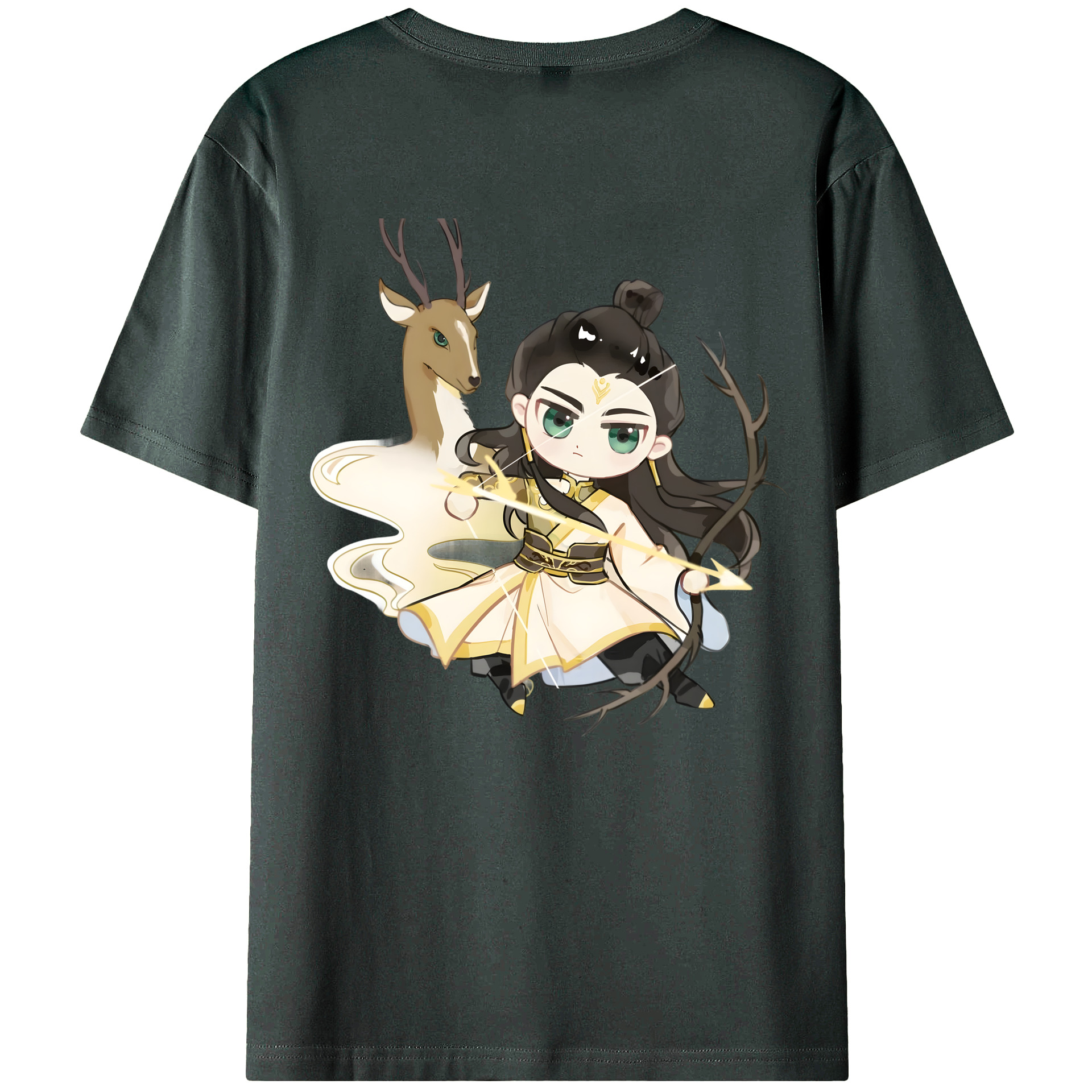 （画像用） Ne Zha 2 ナタ 魔童の大暴れ 綿100％ メンズ半袖Tシャツ（バックプリント） 通気性